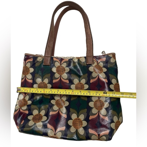 Vintage Fossil KeyPer Coated Canvas Shoulder Bag Purse Tote Daisy Prints READ - Picture 11 of 14